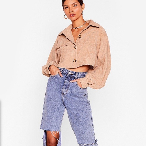 Nasty Gal Jackets & Blazers - NASTY GAL- Corduroy Cropped Oversized Shirt